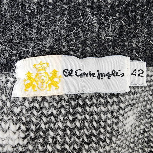 El Corte Ingles Wool Angora Cardigan Winter Mittens Black Ivory Size 42 - Picture 2 of 16